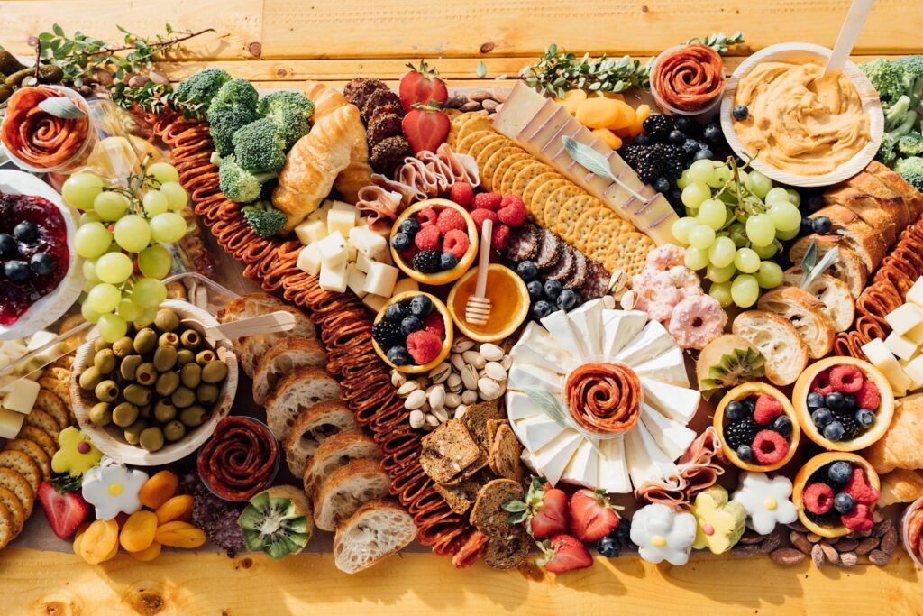 Top down photo of charcuterie board